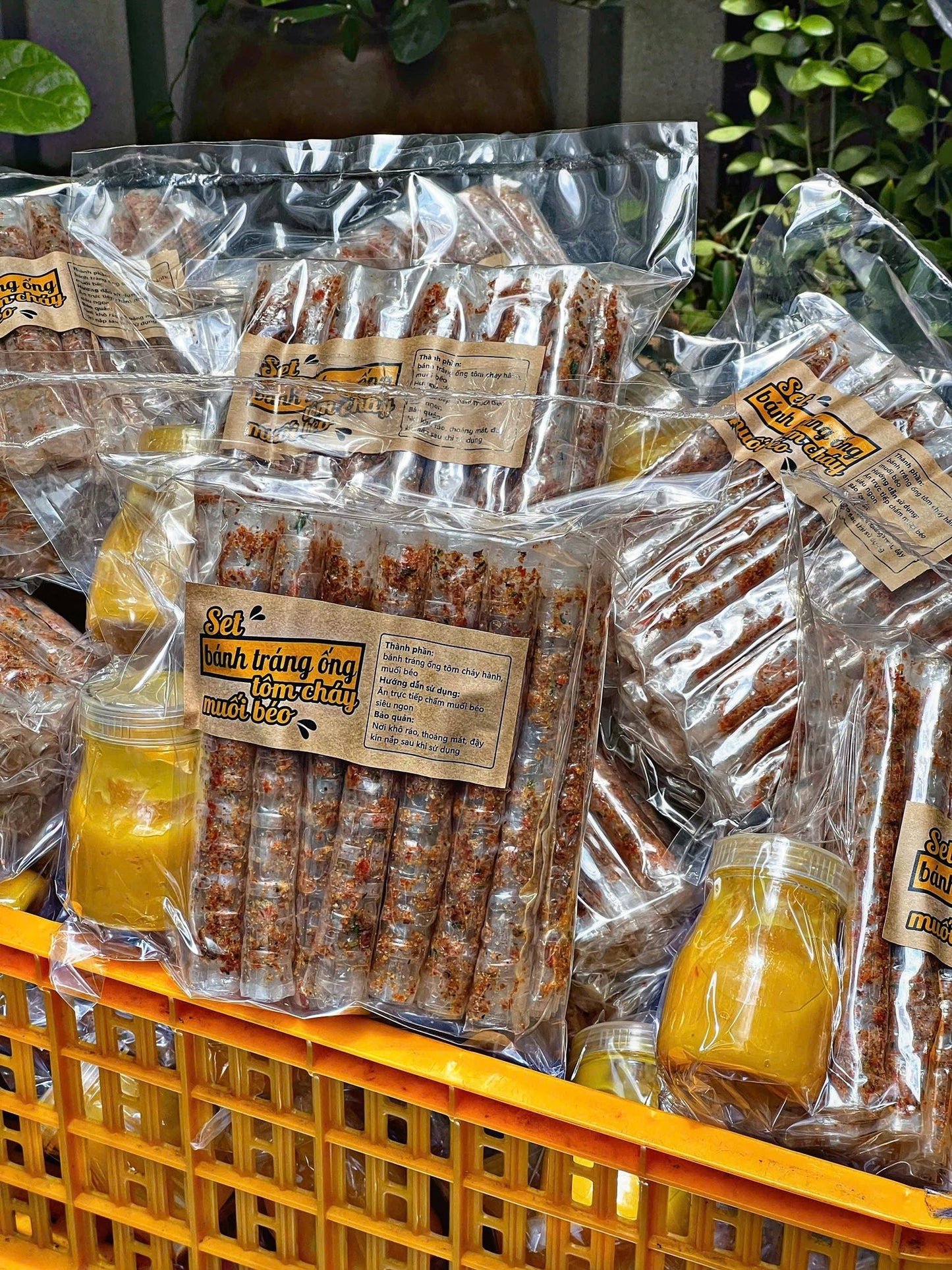 Set bánh tráng ống tôm cháy muối béo