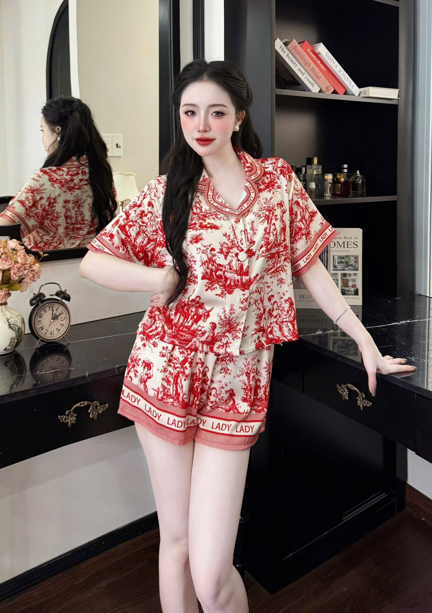 Bộ pijama croptop quần sọt cao cấp