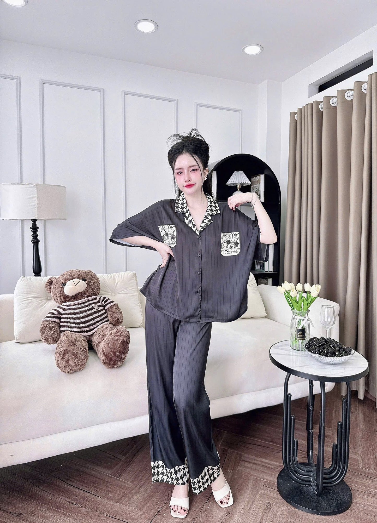 Bộ pijama quần dài áo tay lỡ cánh dơi siêu xinh
