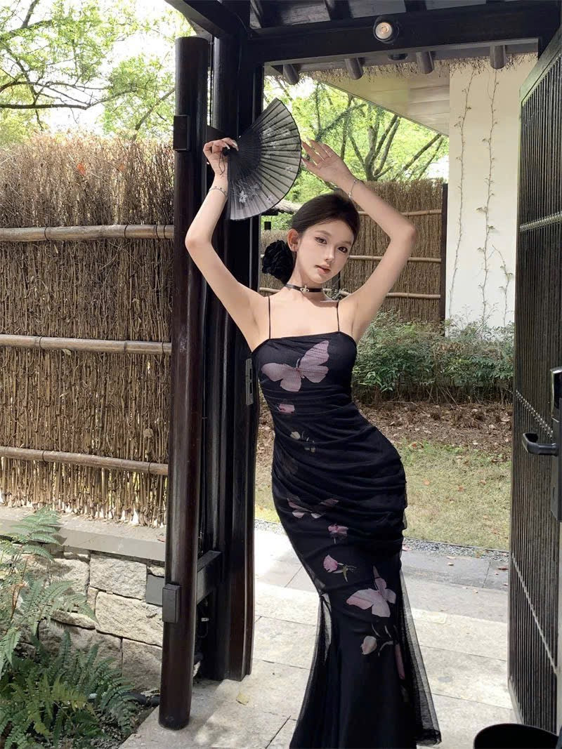 Đầm dài ôm body phối voan quyến rũ