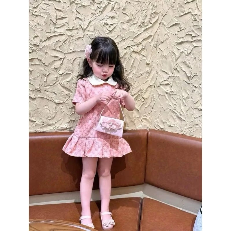 Đầm hồng cổ sen tiểu thư cho bé gái