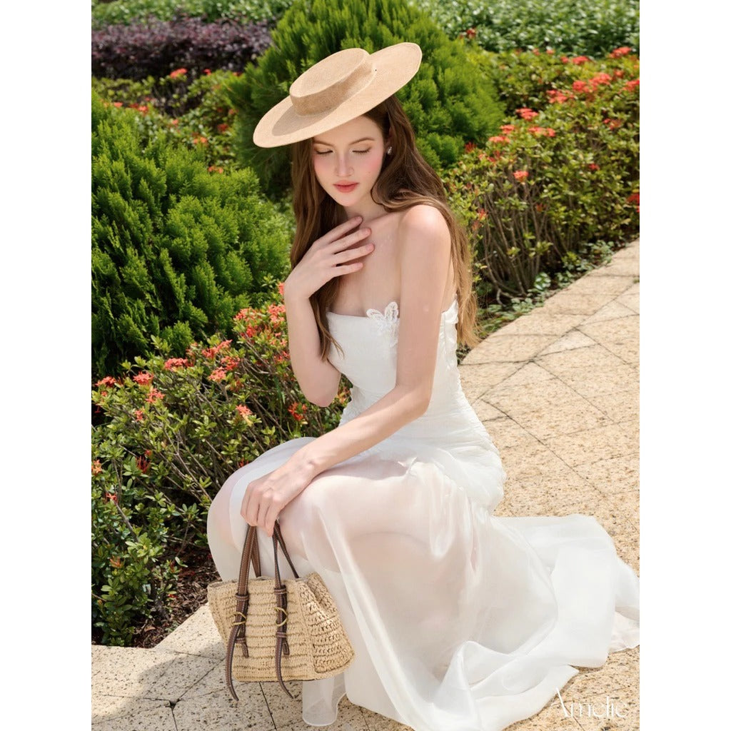 Đầm cúp ngực dáng dài đính bướm local brand Việt Nam