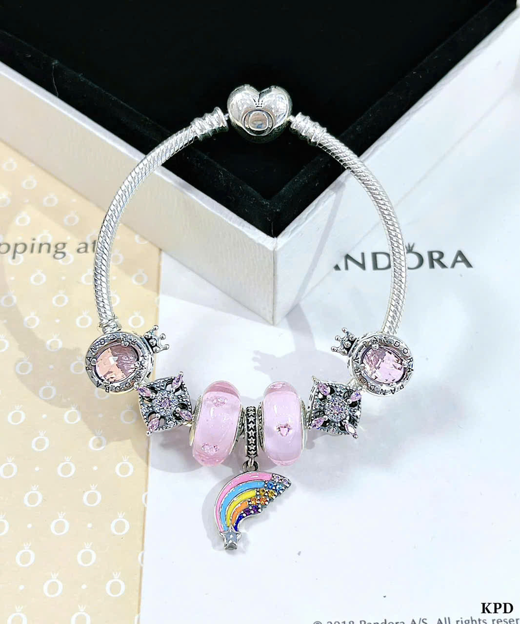 Vòng bạc charm sang xịn nhiều tone màu