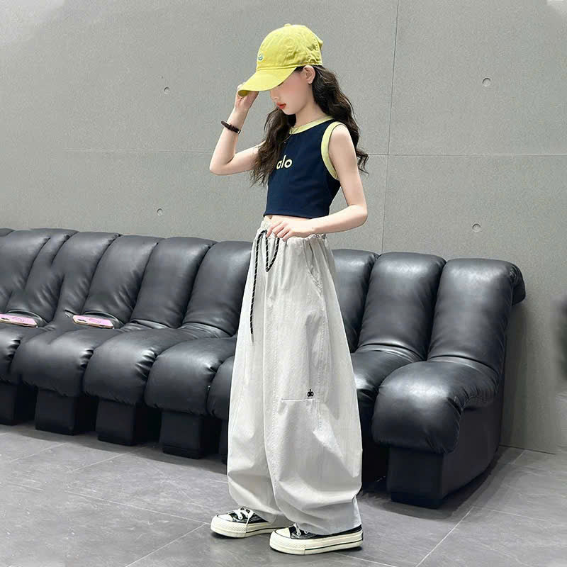 Quần ống rộng lưng chun dây rút dễ phối