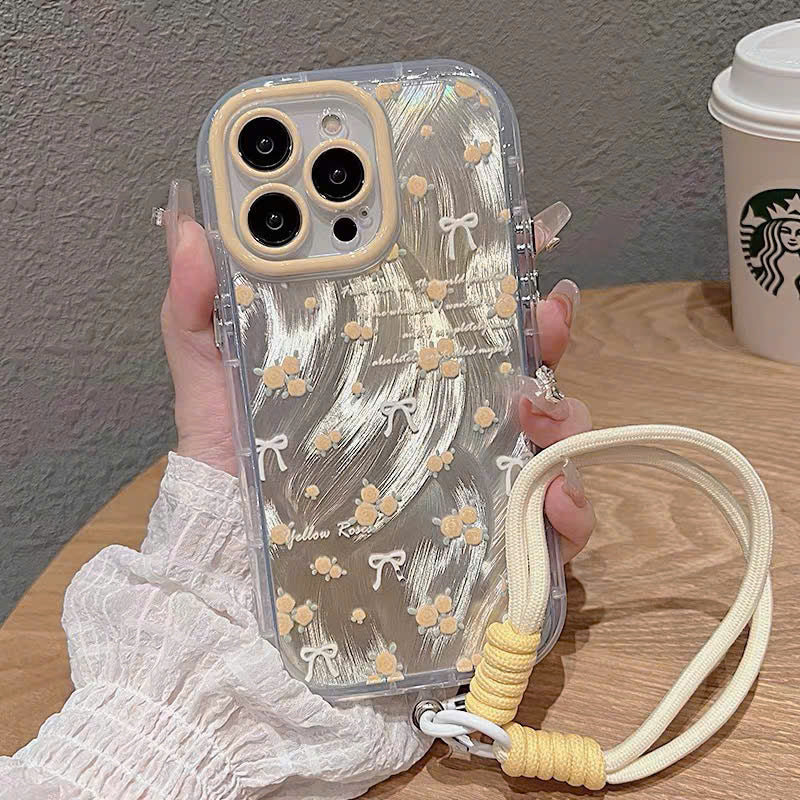 Ốp lưng IP vân bạc ngôi sao nơ nhí kèm dây đeo tay