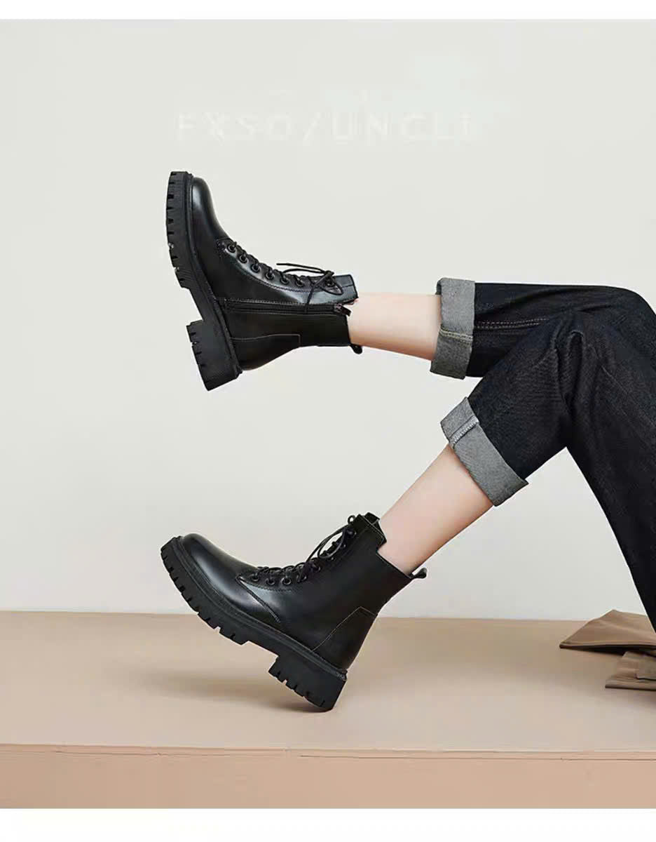 Giày boots thấp cổ thắt dây truyền thống
