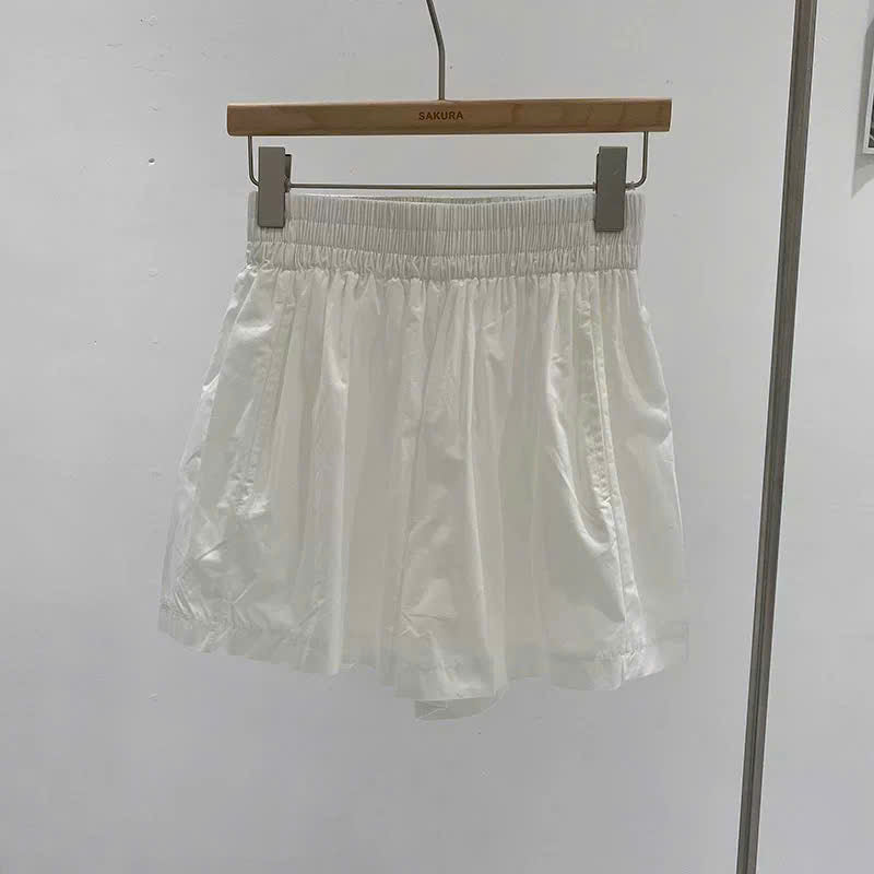 Quần đùi lưng thun màu ống rộng trơn