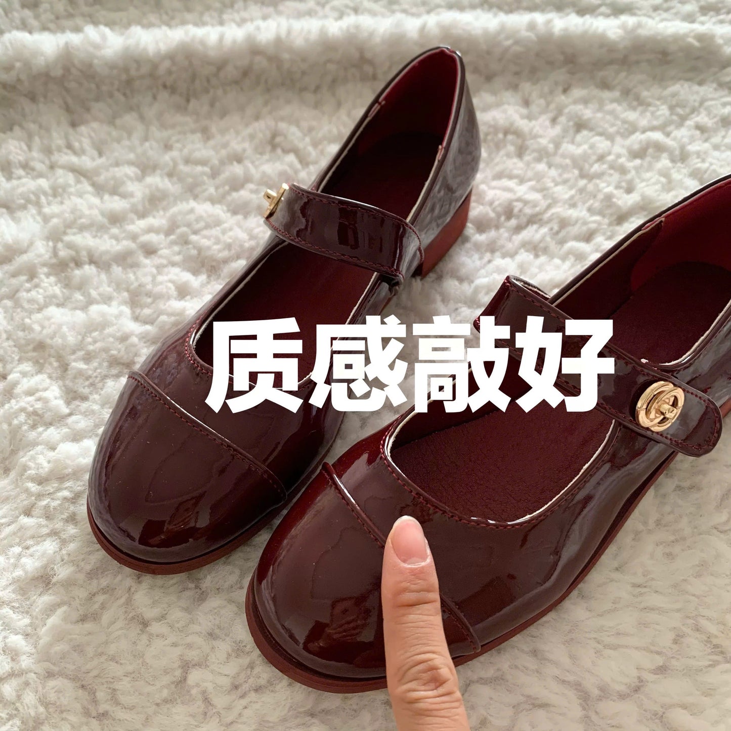 Giày búp bê da bóng quai ngang
