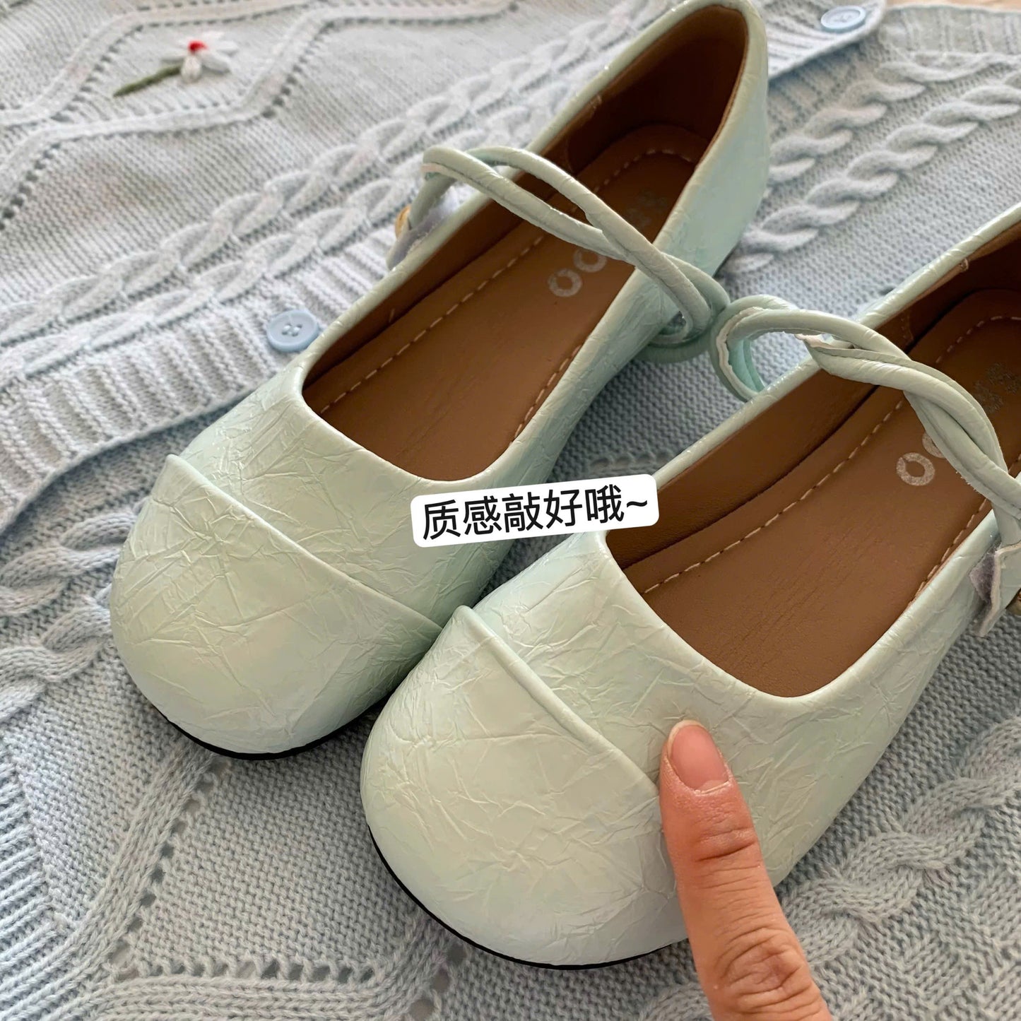 Giày búp bê da mềm quai xoắn ngang