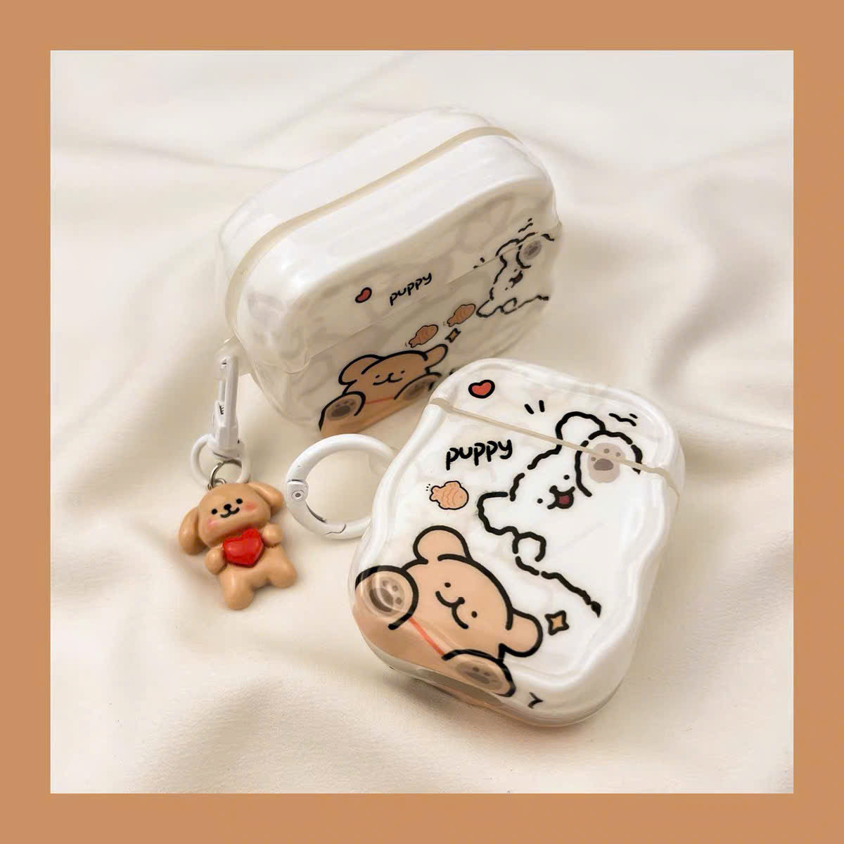 Case Airpods trắng cặp cún puppy