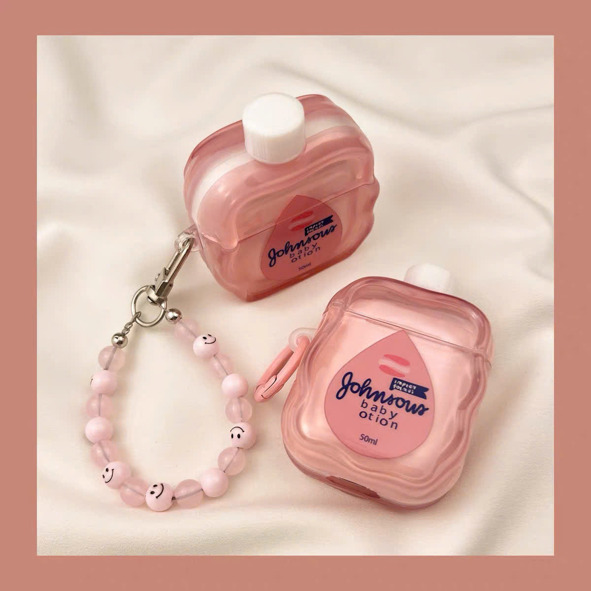 Case Airpods lọ lotion em bé hồng
