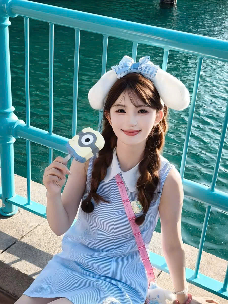 Bờm tóc cinnamoroll cài tóc thỏ trắng