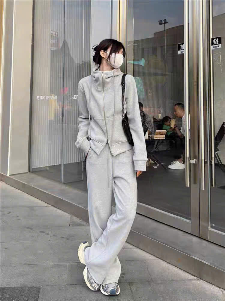 Bộ nỉ cổ áo đứng 2 khóa kéo vừa vặn