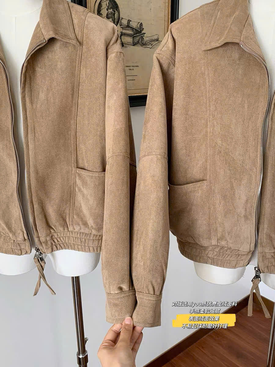 Áo khoác jacket da lưng chun túi đứng