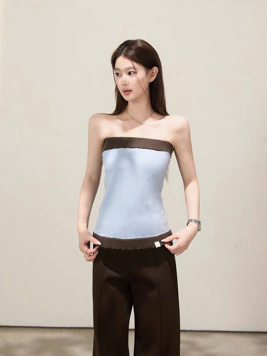 Set áo ổng và áo khoác cardigan len nâu