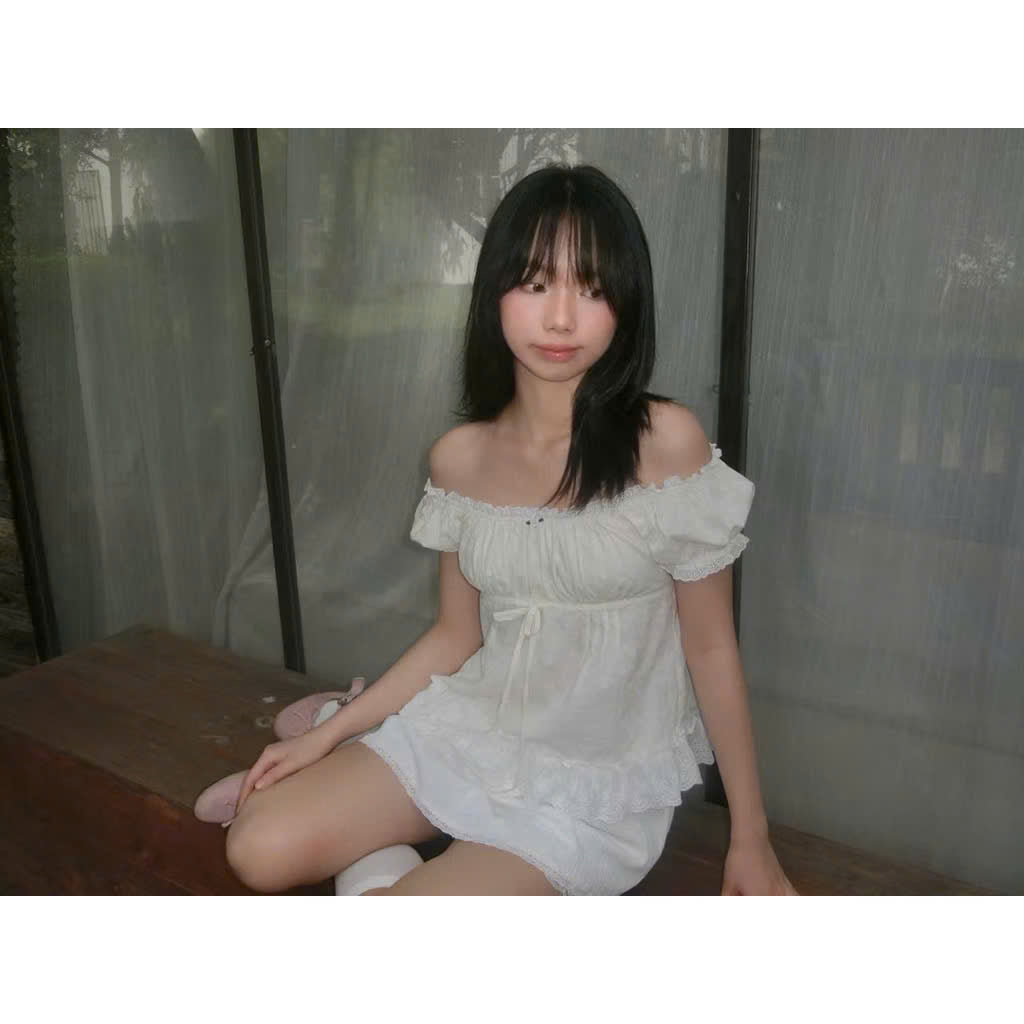Áo trễ vai babydoll tầng voan ren local brand Việt Nam