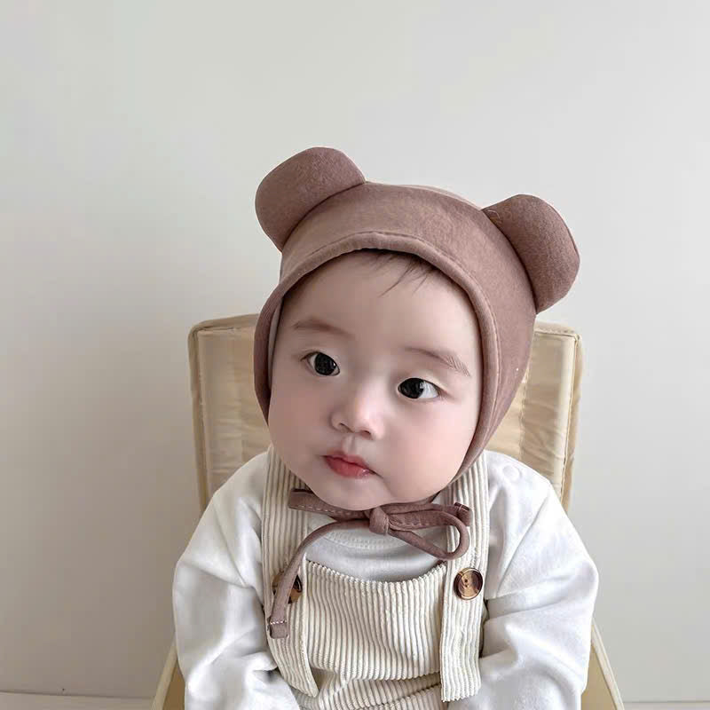 Mũ vải trùm đầu tai gấu cho bé