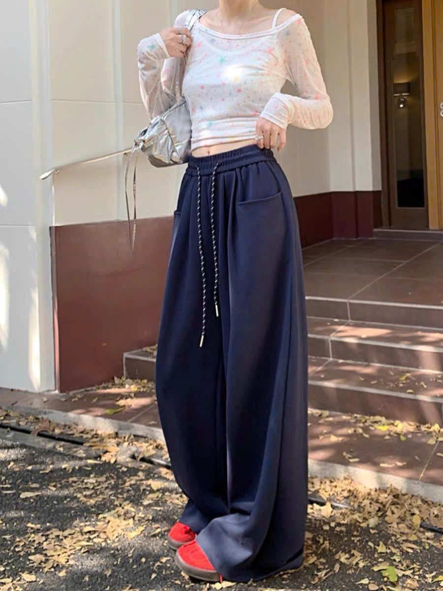 Quần nỉ suông túi vuông dây rút