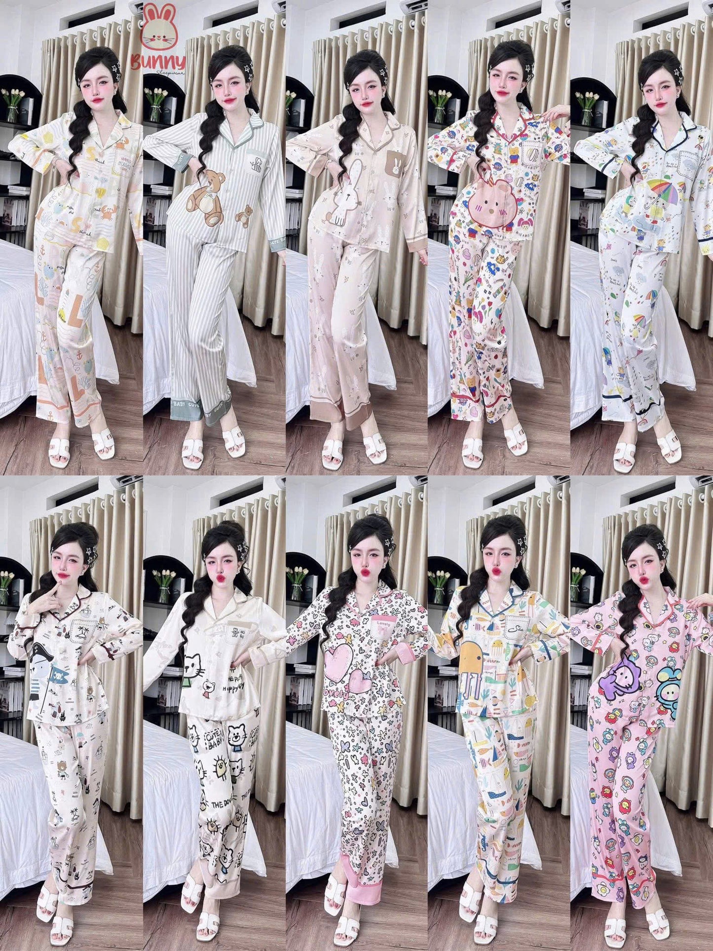 Bộ ngủ pijama tay dài quần dài BUNNY