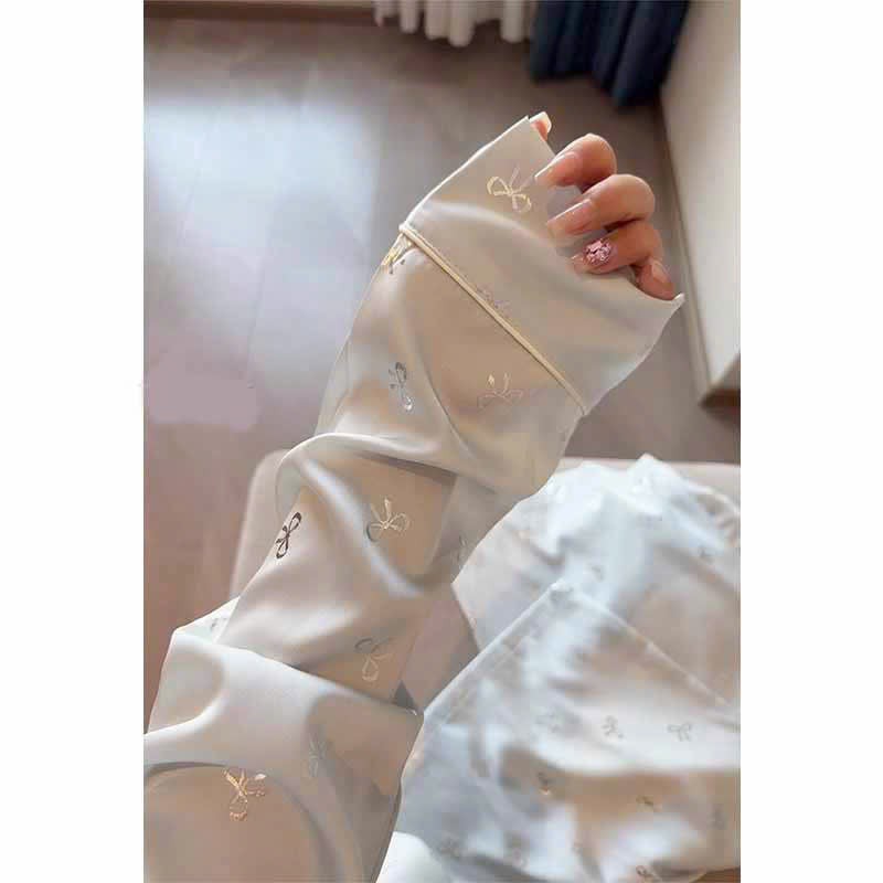 Bộ 3 món lụa latin xịn mịn họa tiết nơ phối ren