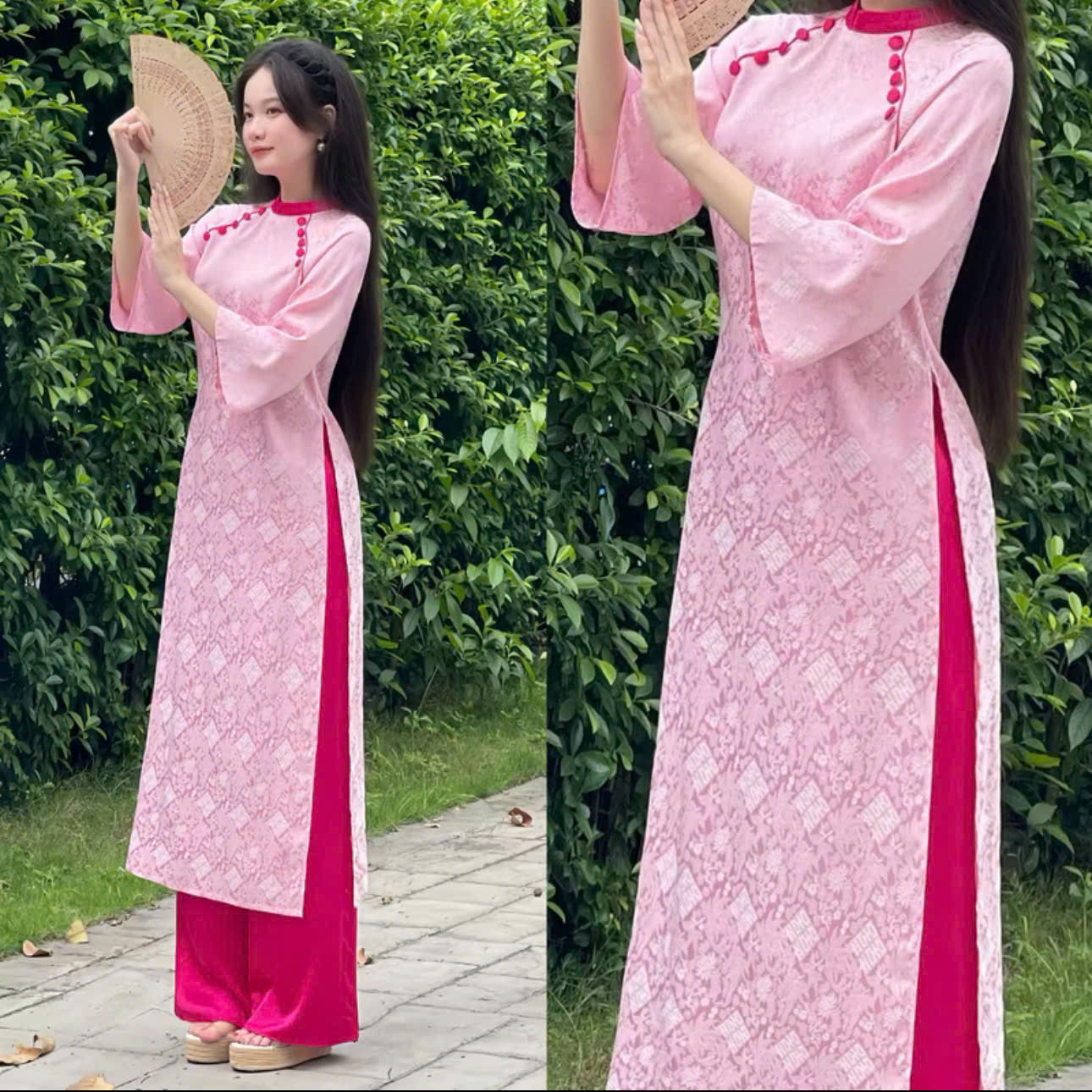 BST áo dài form suông tay lửng cổ đứng và cổ tròn thiết kế riêng biệt