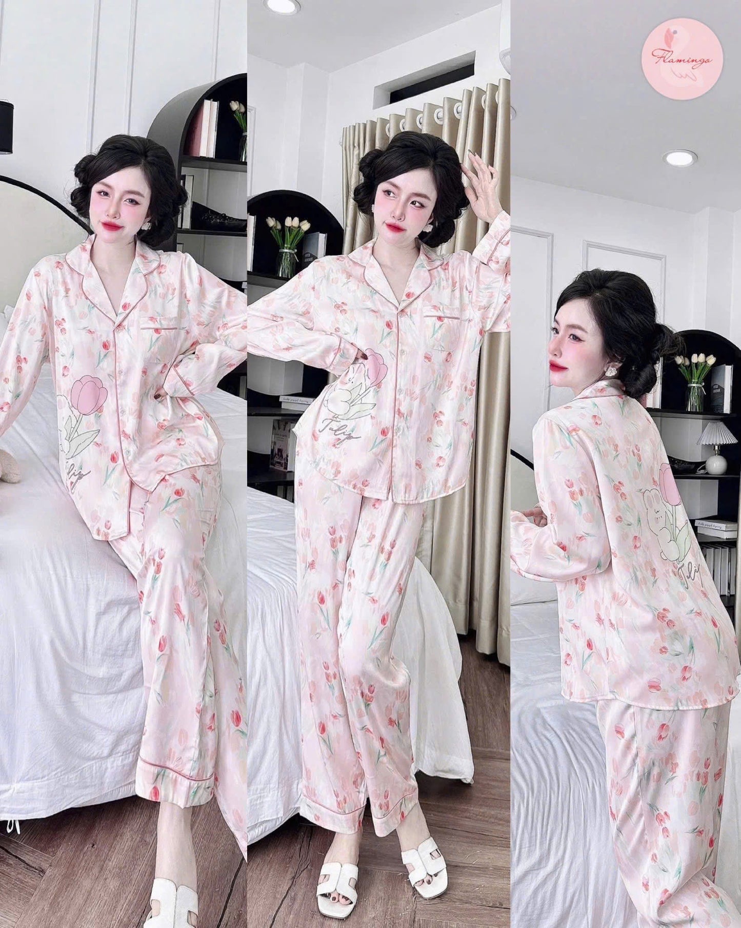 Bộ ngủ mới TDQD Flamingo hoạ tiết hoa tết