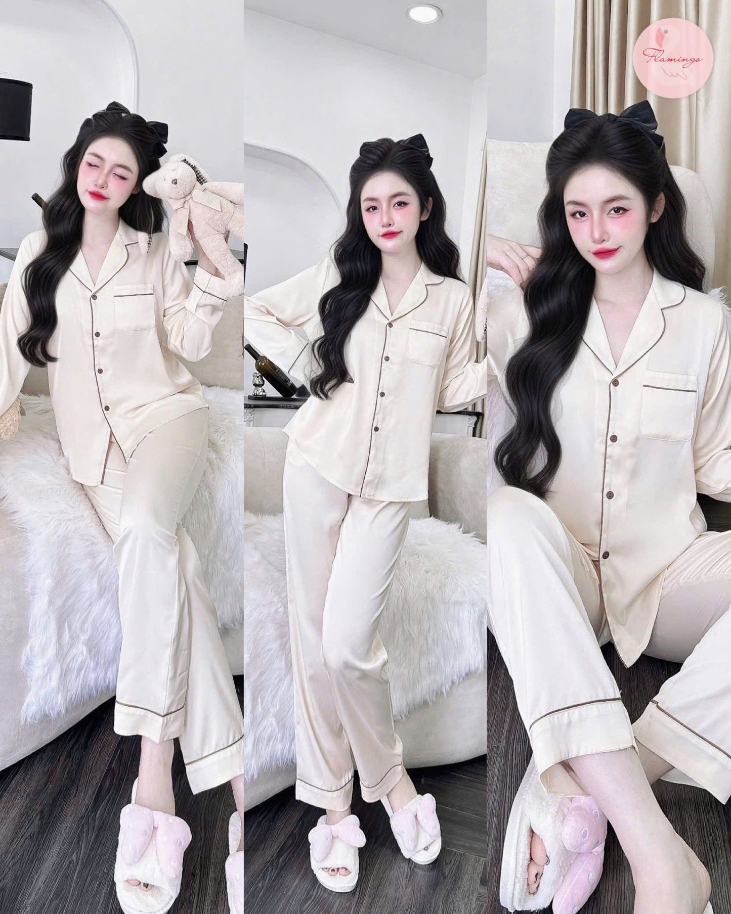 Bộ ngủ cao cấp lụa latin trơn