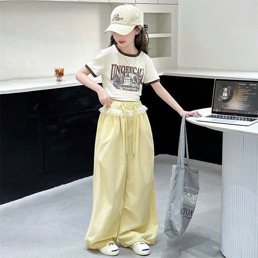 Set đồ mẹ và bé áo phông mix quần ống rộng