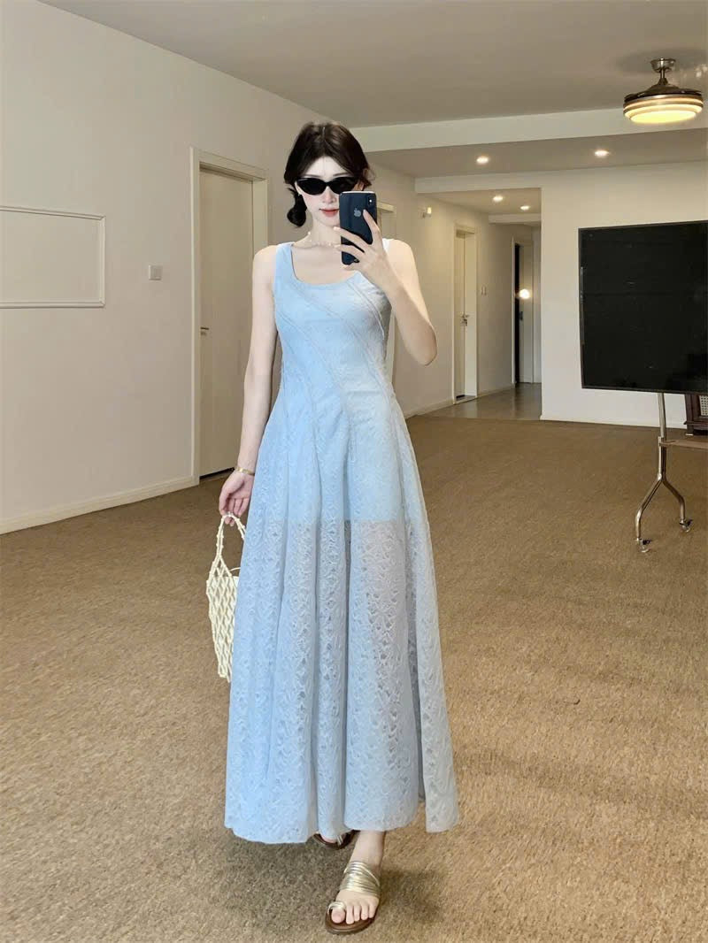 Váy basic màu xanh dương