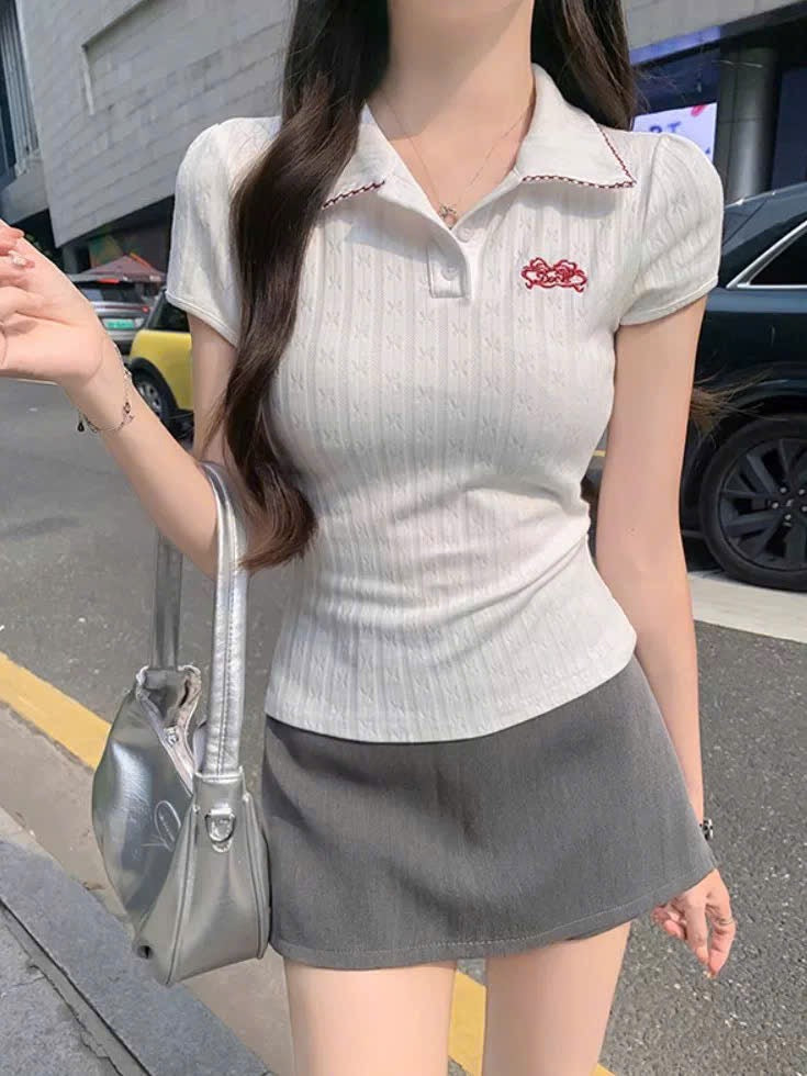 Áo polo trắng basic tôn dáng