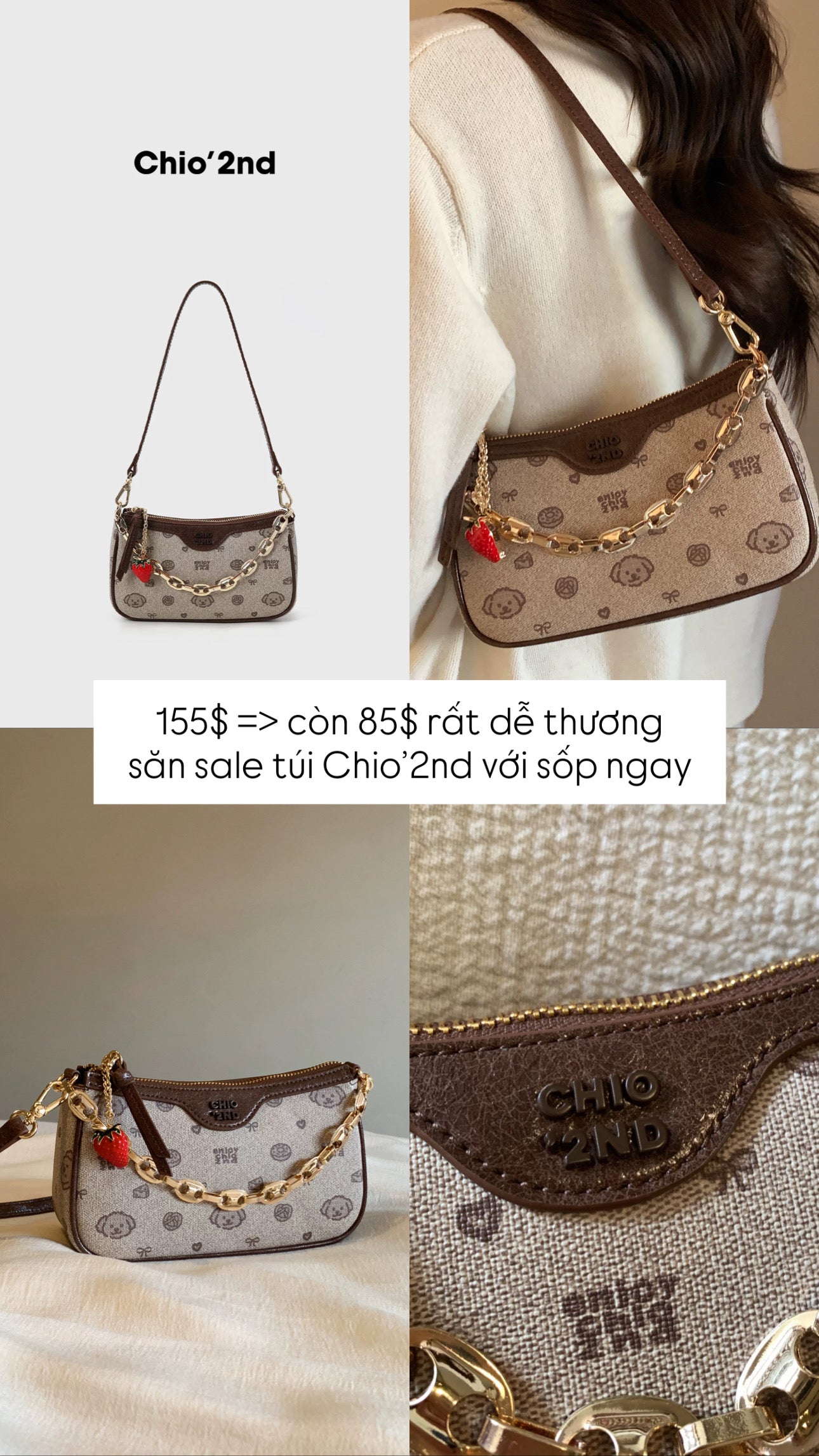Túi đeo vai Chio'2nd dễ thương sale chỉ 85$