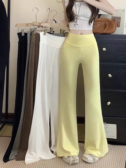 Quần thun ống loe lưng cạp cao