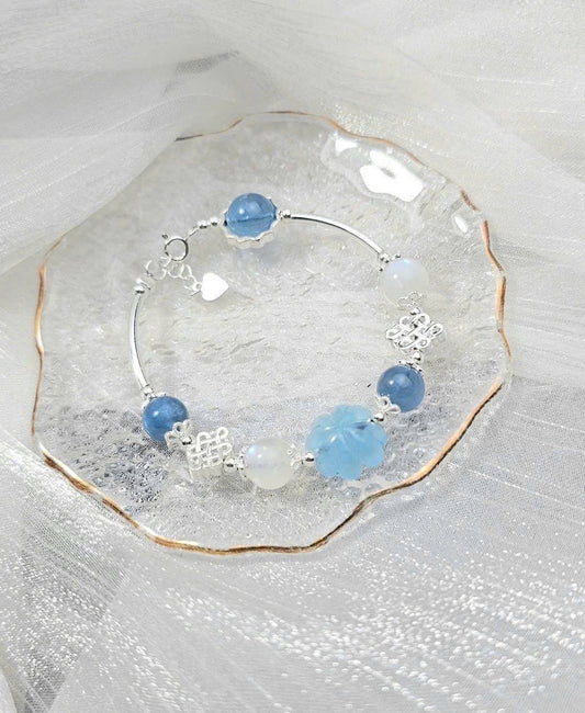 Vòng bạc phối đá Aquamarine