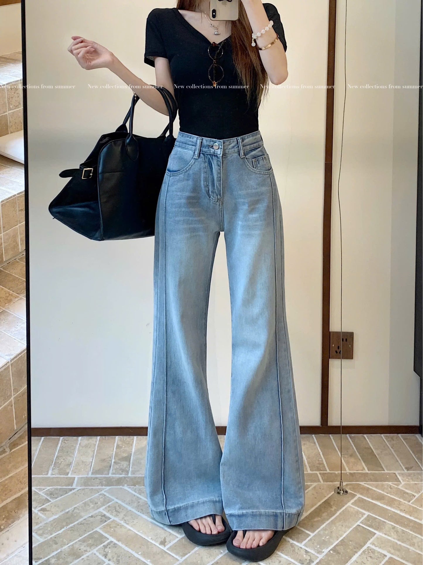 Quần jeans ống loe cạp cao tôn dáng