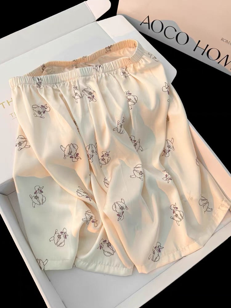 Pijama ngắn màu kem hình cún
