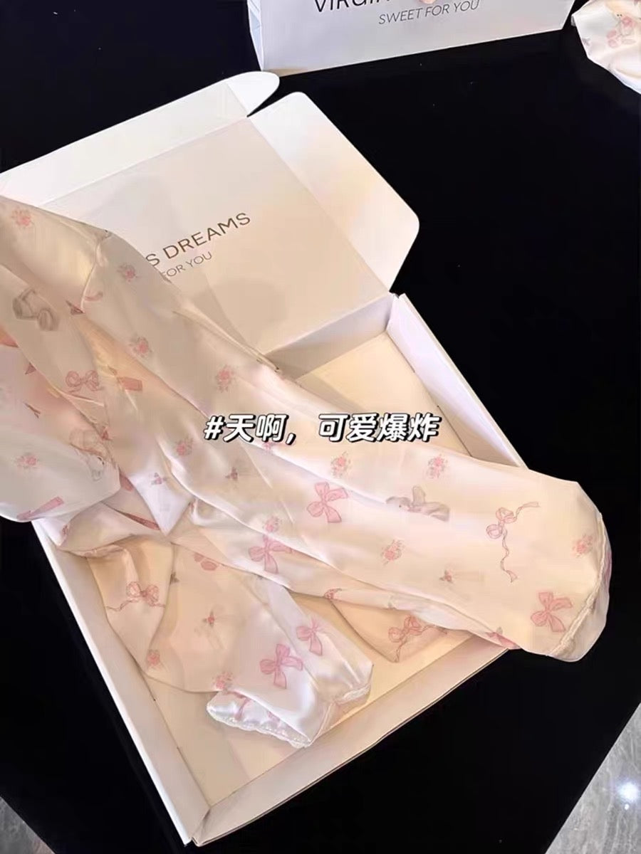 Pijama lụa gấu nơ hồng ngắn - dài đủ kiểu