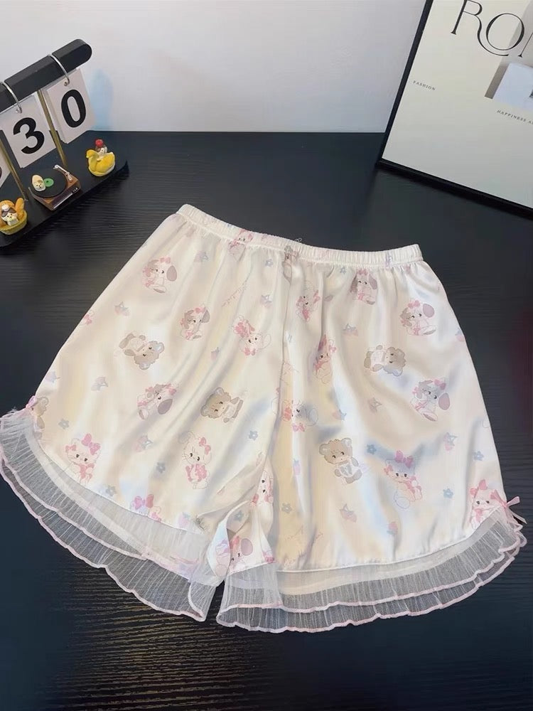 Pijama đùi phối voan mèo tiểu thư