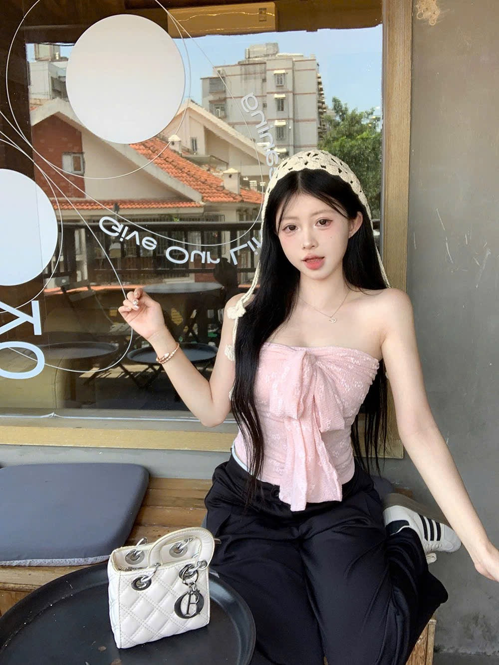 Áo ống có dây cột nơ