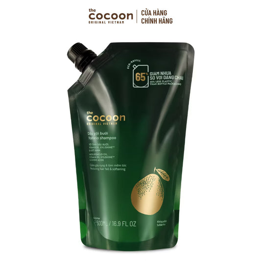 ￼Túi Refill - Dầu gội bưởi Cocoon giúp giảm gãy rụng và làm mềm tóc 500ml