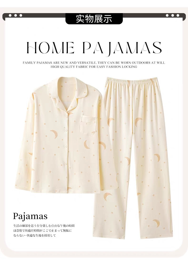 Pijama tay dài quần dài trăng sao