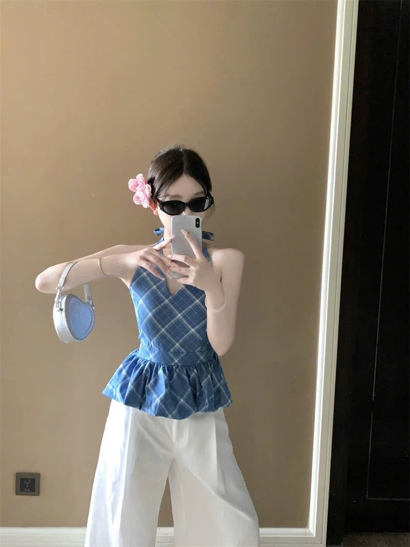Áo cổ yếm xoè cute