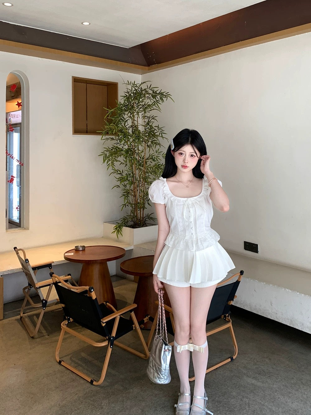 Áo tiểu thư cổ vuông tay bồng chỉ 27$