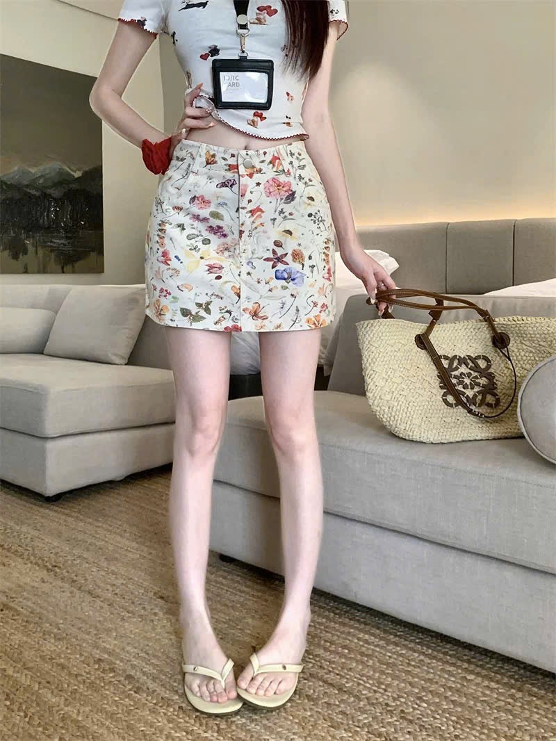 Chân váy hoa lá retro rộn ràng mùa hè