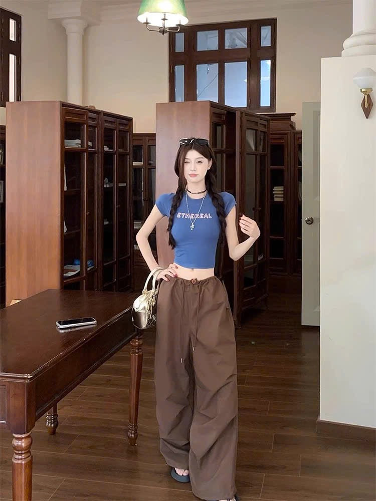 Set áo thun croptop + quần ống rộng