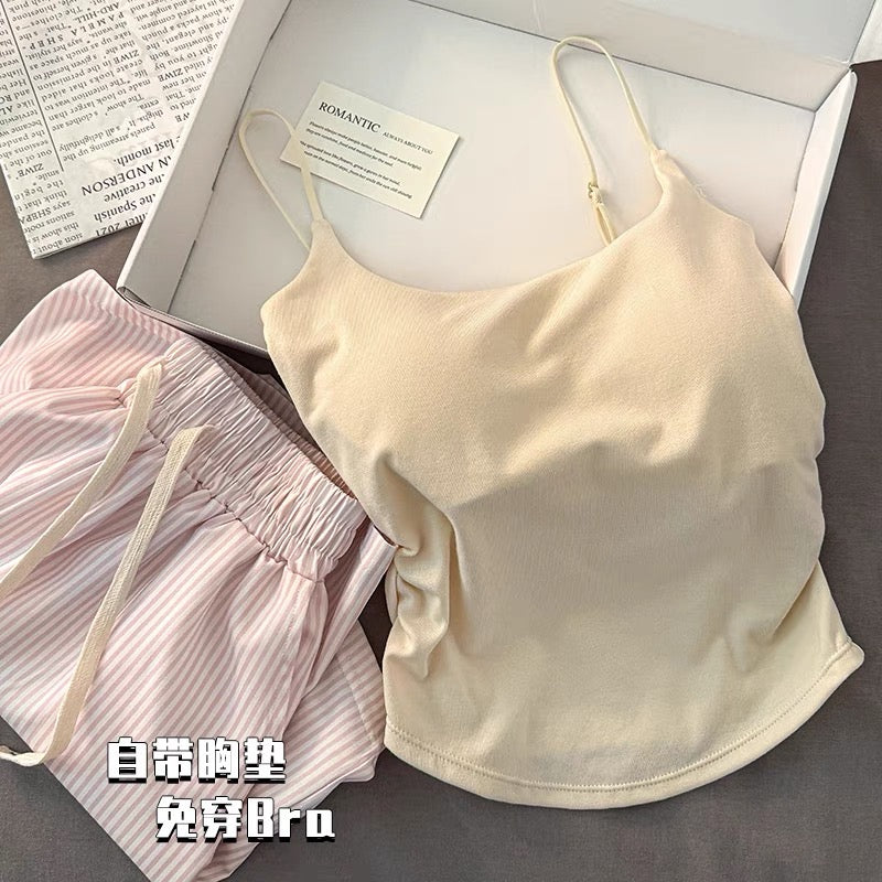 Set 2 dây trơn mút lót và quần đùi sọc dây rút