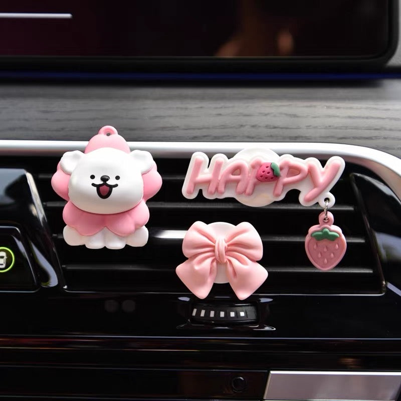 Cún nơ kẹp cài cửa gió trang trí xe