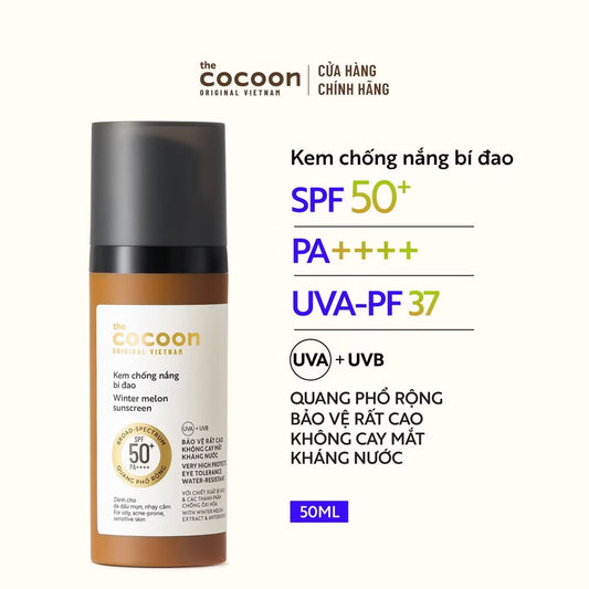 ￼Kem chống nắng bí đao quang phổ rộng SPF 50 +, PA ++++ Cocoon 50ml