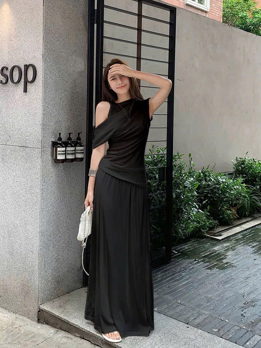 Set áo mix chân váy dài sang trọng