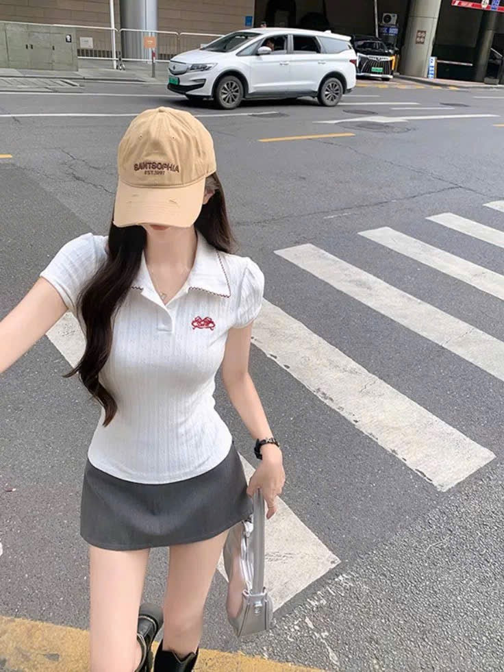 Áo polo trắng basic tôn dáng