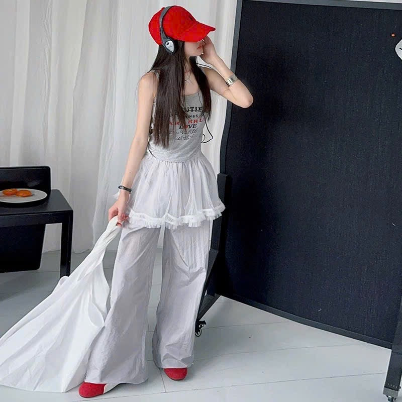 Set áo 2 dây quần phối váy đáng yêu